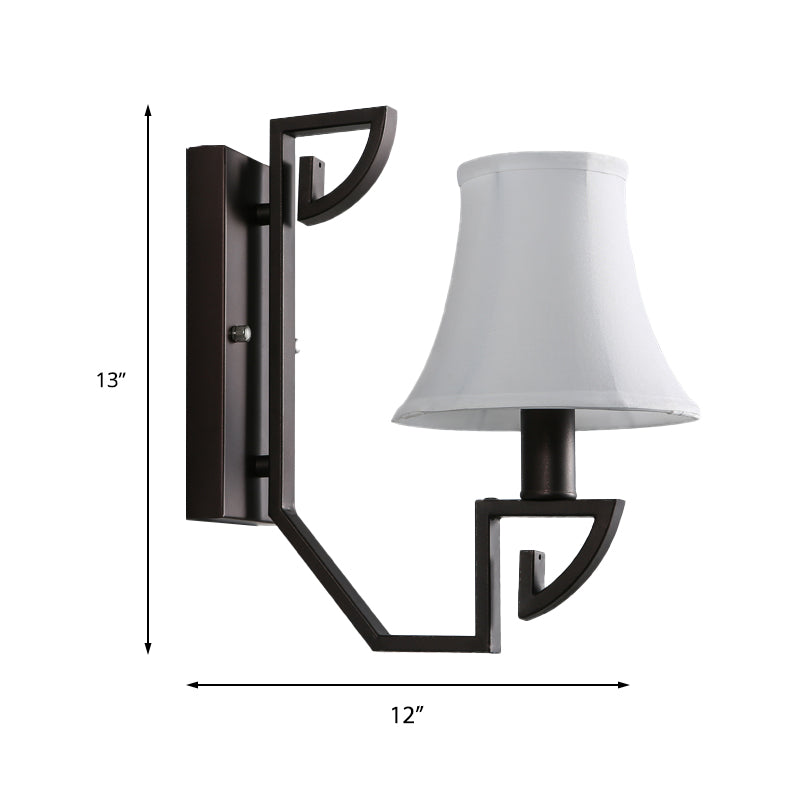 Black 1 Bulb Wall Sconce Lighting Contemporary Fabric Bell Shade Wall Mounted Light Fixture for Foyer Clearhalo 'Wall Lamps & Sconces' 'Wall Lights' Lighting' 231699