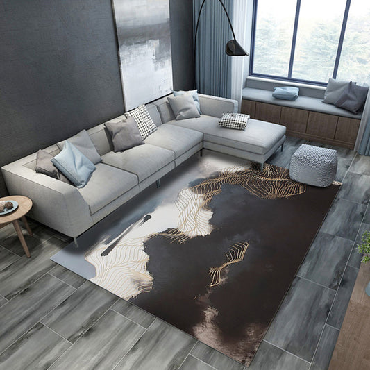 Artistic Geometric Abstract Line Rug Multicolor Modern Carpet Synthetics Anti-Slip Backing Pet-Friendly Rug for Great Room Black-Gray Clearhalo 'Area Rug' 'Modern' 'Rugs' Rug' 2316993