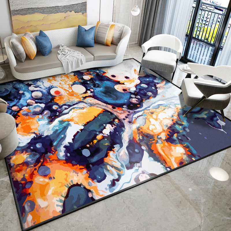 Dazzling Modern Rug Multicolor Abstract Print Rug Non-Slip Machine Washable Stain Resistant Rug for Drawing Room Blue-Orange Clearhalo 'Area Rug' 'Modern' 'Rugs' Rug' 2317058