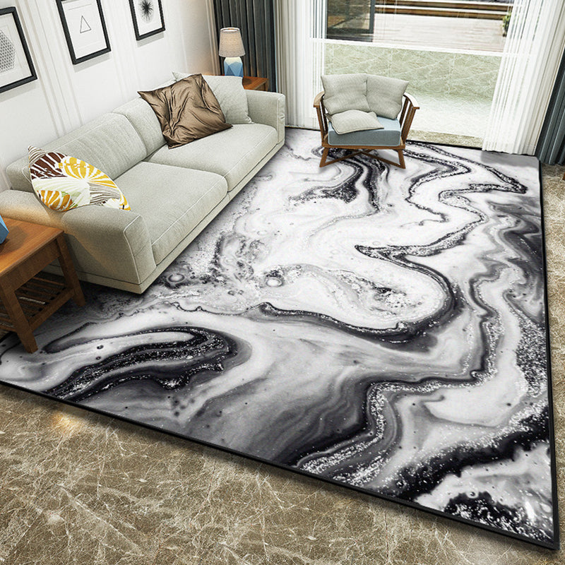 Art Deco Nordic Rug Multi Color 3D Marble Print Carpet Anti-Slip Stain Resistant Pet Friendly Rug for Great Room Light Gray-White Clearhalo 'Area Rug' 'Modern' 'Rugs' Rug' 2317084