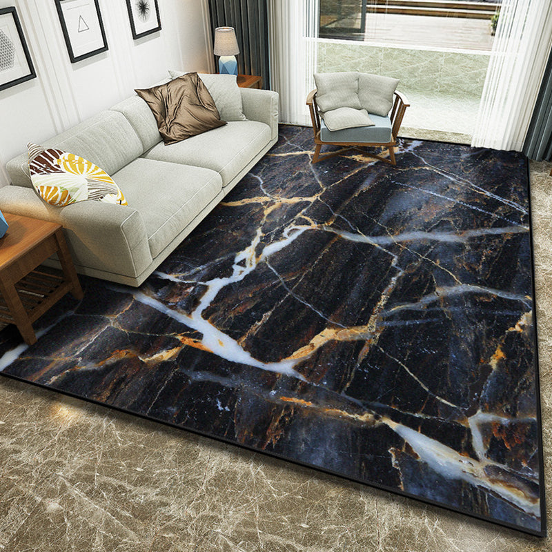 Art Deco Nordic Rug Multi Color 3D Marble Print Carpet Anti-Slip Stain Resistant Pet Friendly Rug for Great Room Matte Black Clearhalo 'Area Rug' 'Modern' 'Rugs' Rug' 2317086