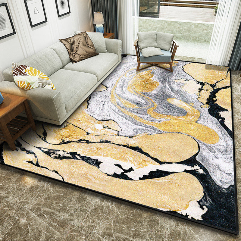 Art Deco Nordic Rug Multi Color 3D Marble Print Carpet Anti-Slip Stain Resistant Pet Friendly Rug for Great Room Yellow Clearhalo 'Area Rug' 'Modern' 'Rugs' Rug' 2317089