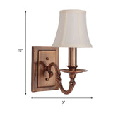 1/2-Head Paneled Bell Wall Lighting Traditional Copper Fabric Shade Sconce Light for Bedroom Clearhalo 'Wall Lamps & Sconces' 'Wall Lights' Lighting' 231708