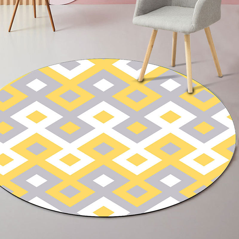 Novelty Geometric Print Rug Multi Colored Modern Carpet Polyester Anti-Slip Backing Washable Stain Resistant Area Rug for Room Fluorescent Yellow Clearhalo 'Area Rug' 'Modern' 'Rugs' Rug' 2317108