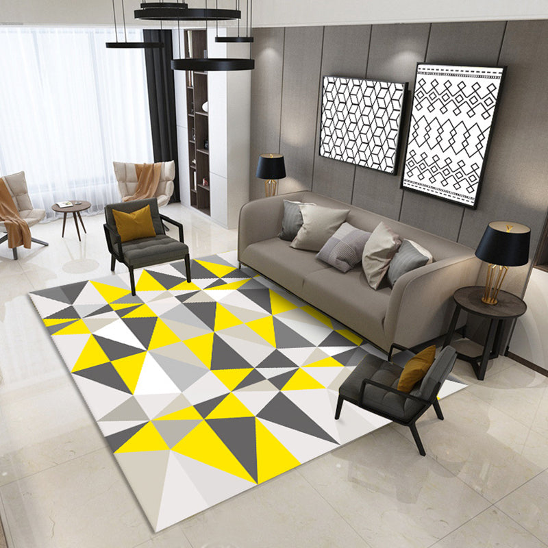 Bold Color Block Geometric Rug Multi Color Modern Rug Polypropylene Machine Washable Non-Slip Stain Resistant Rug for Living Room Yellow Clearhalo 'Area Rug' 'Modern' 'Rugs' Rug' 2317142