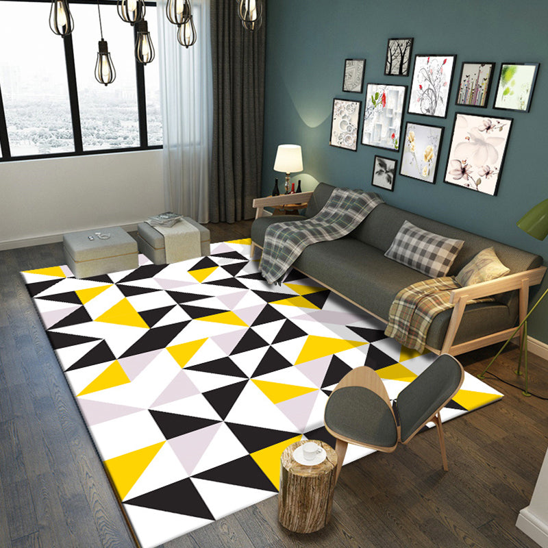 Bold Color Block Geometric Rug Multi Color Modern Rug Polypropylene Machine Washable Non-Slip Stain Resistant Rug for Living Room Fluorescent Yellow Clearhalo 'Area Rug' 'Modern' 'Rugs' Rug' 2317143