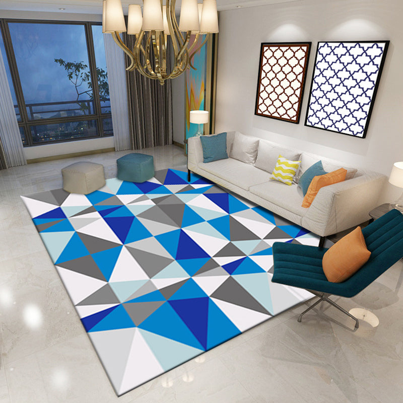 Bold Color Block Geometric Rug Multi Color Modern Rug Polypropylene Machine Washable Non-Slip Stain Resistant Rug for Living Room Blue Clearhalo 'Area Rug' 'Modern' 'Rugs' Rug' 2317146