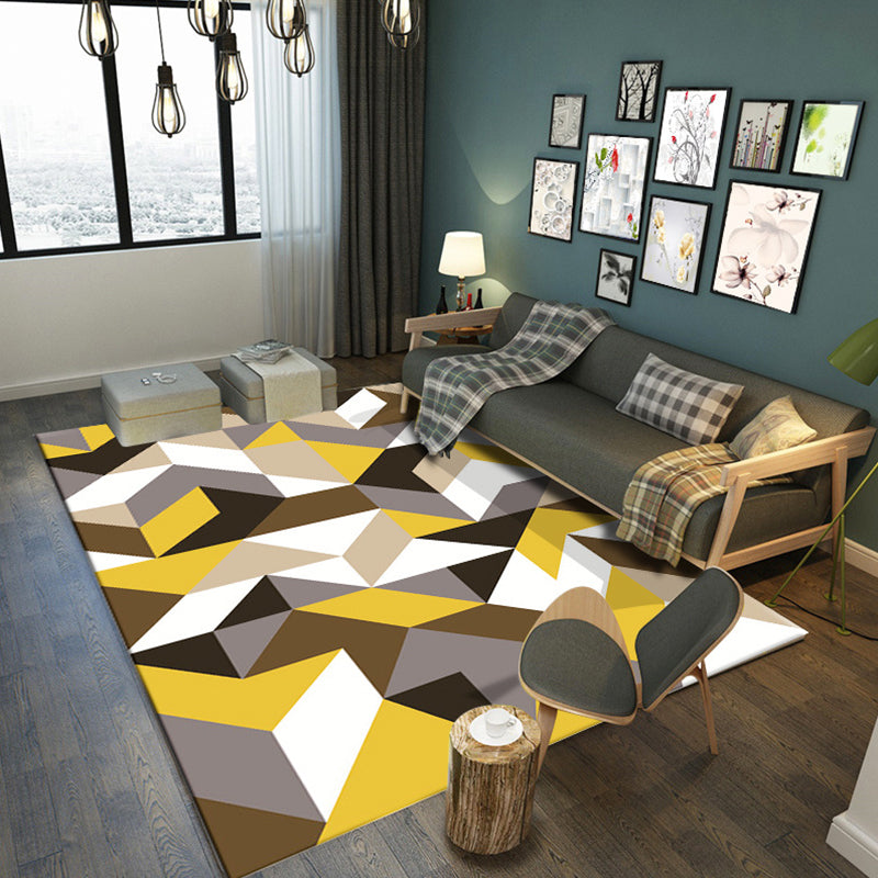 Bold Color Block Geometric Rug Multi Color Modern Rug Polypropylene Machine Washable Non-Slip Stain Resistant Rug for Living Room Yellow-Brown Clearhalo 'Area Rug' 'Modern' 'Rugs' Rug' 2317148