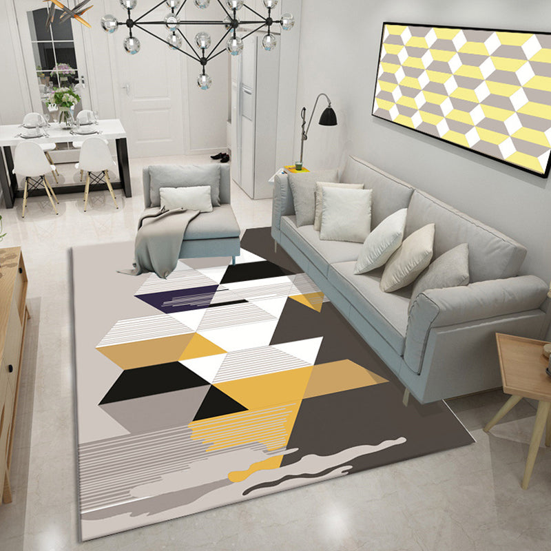 Bold Color Block Geometric Rug Multi Color Modern Rug Polypropylene Machine Washable Non-Slip Stain Resistant Rug for Living Room Dark Brown Clearhalo 'Area Rug' 'Modern' 'Rugs' Rug' 2317150