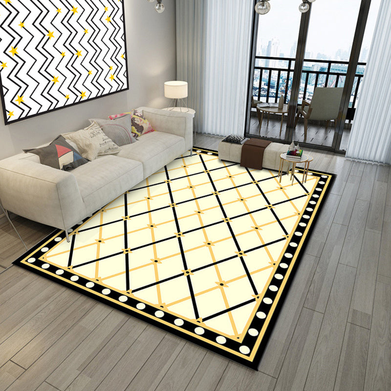 Minimalist Modern Rug Multicolor Geometric Trellis Print Carpet Anti-Slip Machine Washable Pet Friendly Rug for Room Beige Clearhalo 'Area Rug' 'Modern' 'Rugs' Rug' 2317160