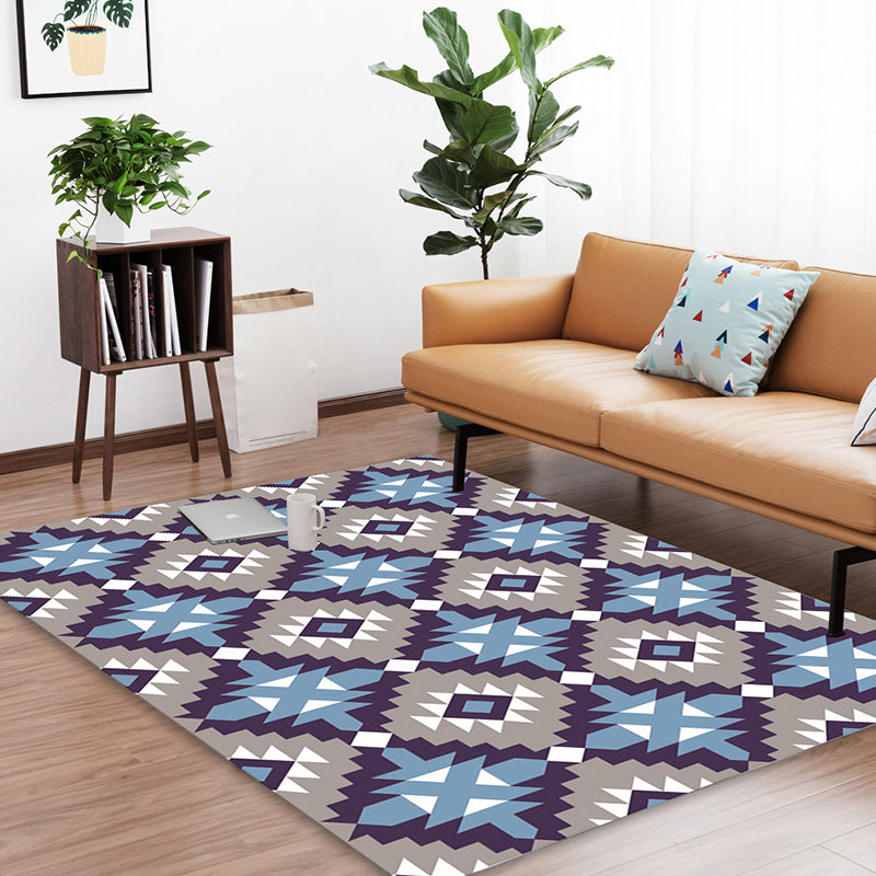 Minimalist Modern Rug Multicolor Geometric Trellis Print Carpet Anti-Slip Machine Washable Pet Friendly Rug for Room Gray Blue Clearhalo 'Area Rug' 'Modern' 'Rugs' Rug' 2317167