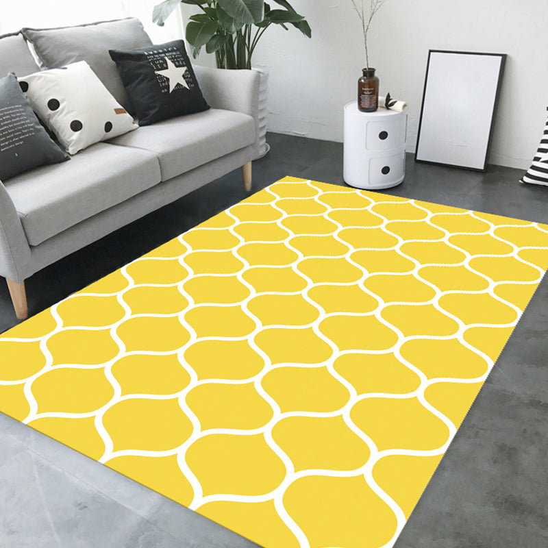 Minimalist Modern Rug Multicolor Geometric Trellis Print Carpet Anti-Slip Machine Washable Pet Friendly Rug for Room Yellow Clearhalo 'Area Rug' 'Modern' 'Rugs' Rug' 2317169