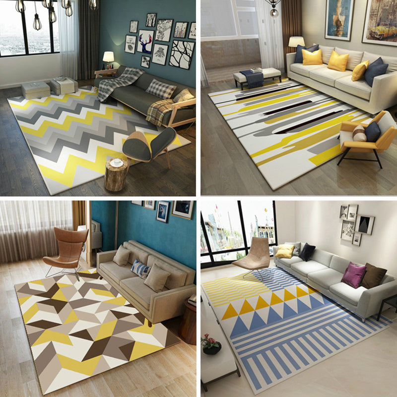 Contemporary Geometric Printed Rug Multi Colored Polyester Carpet Anti-Slip Backing Machine Wash Pet Friendly Rug for Great Room Clearhalo 'Area Rug' 'Modern' 'Rugs' Rug' 2317170