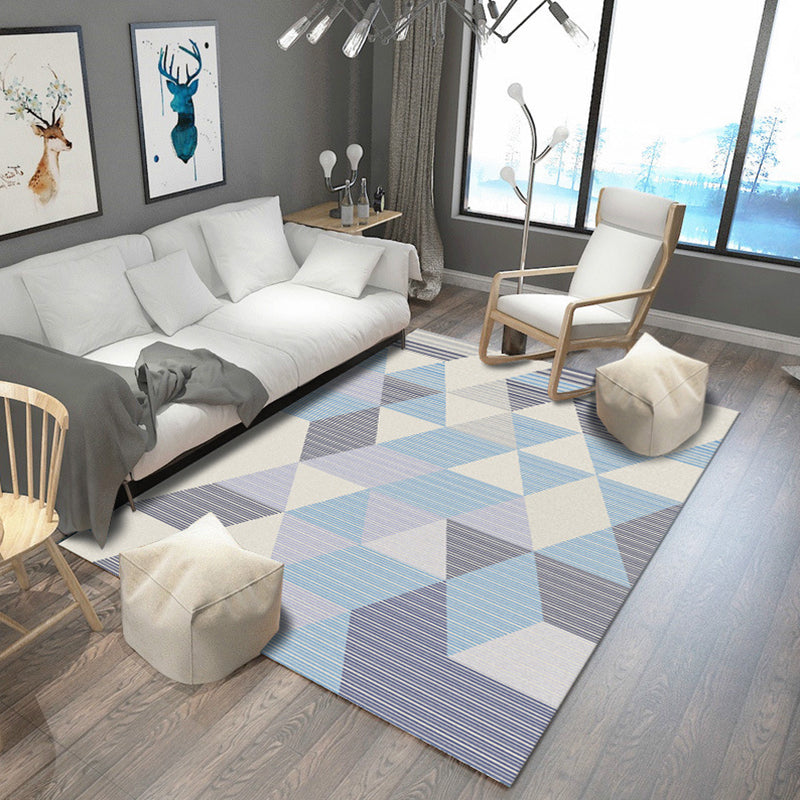 Contemporary Geometric Printed Rug Multi Colored Polyester Carpet Anti-Slip Backing Machine Wash Pet Friendly Rug for Great Room Light Blue Clearhalo 'Area Rug' 'Modern' 'Rugs' Rug' 2317176