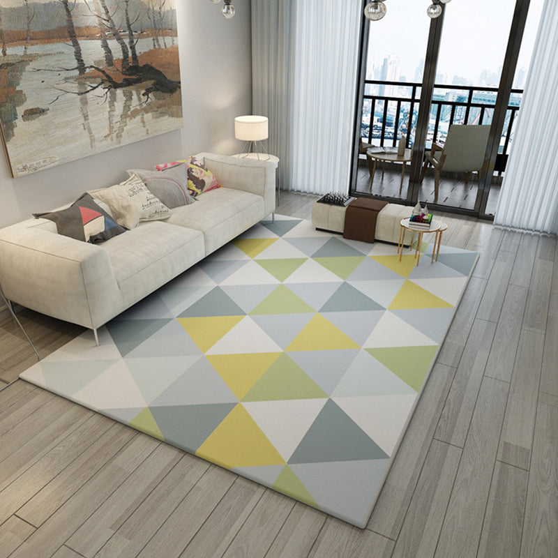 Contemporary Geometric Printed Rug Multi Colored Polyester Carpet Anti-Slip Backing Machine Wash Pet Friendly Rug for Great Room Yellow-Blue Clearhalo 'Area Rug' 'Modern' 'Rugs' Rug' 2317181