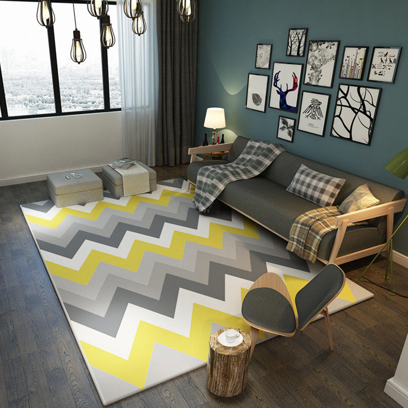 Contemporary Geometric Printed Rug Multi Colored Polyester Carpet Anti-Slip Backing Machine Wash Pet Friendly Rug for Great Room Yellow-Gray Clearhalo 'Area Rug' 'Modern' 'Rugs' Rug' 2317184