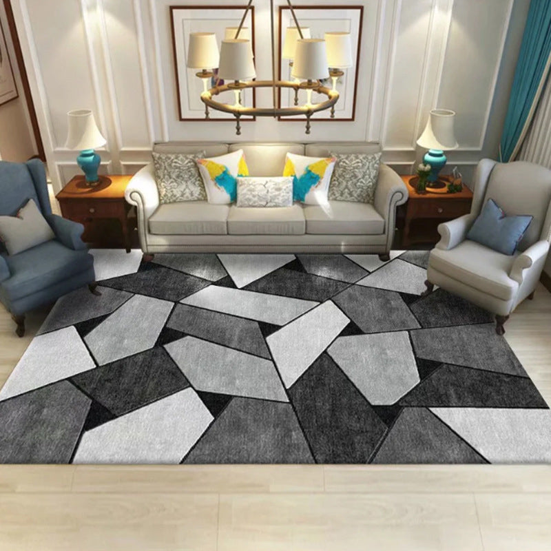 Chic Multi Color Minimalist Rug Polypropylene Abstract Geometry Rug Pet Friendly Non-Slip Machine Washable Rug for Drawing Room Dark Gray Clearhalo 'Area Rug' 'Modern' 'Rugs' Rug' 2317201