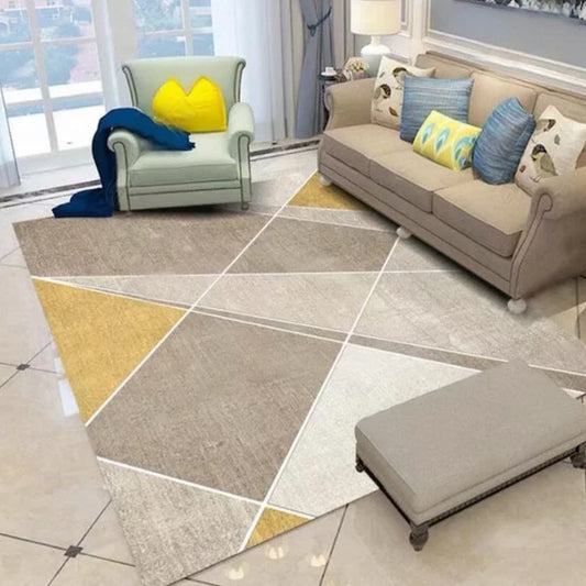 Chic Multi Color Minimalist Rug Polypropylene Abstract Geometry Rug Pet Friendly Non-Slip Machine Washable Rug for Drawing Room Khaki Clearhalo 'Area Rug' 'Modern' 'Rugs' Rug' 2317204