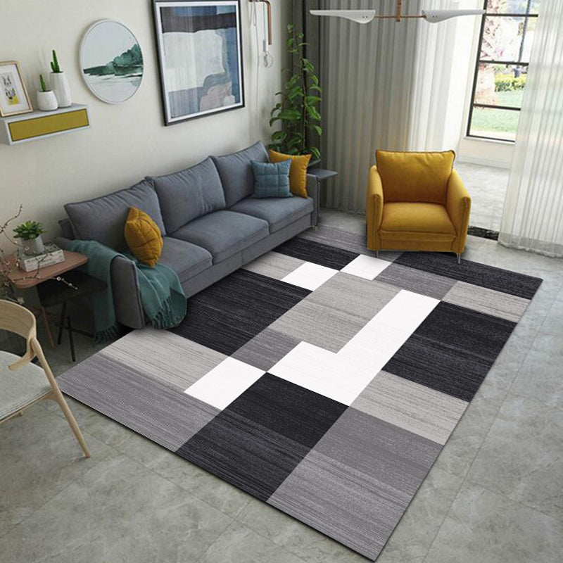 Simplicity Geometric Print Rug Multicolor Polypropylene Indoor Rug Stain Resistant Pet Friendly Anti-Slip Carpet for Home Black-Gray Clearhalo 'Area Rug' 'Modern' 'Rugs' Rug' 2317237