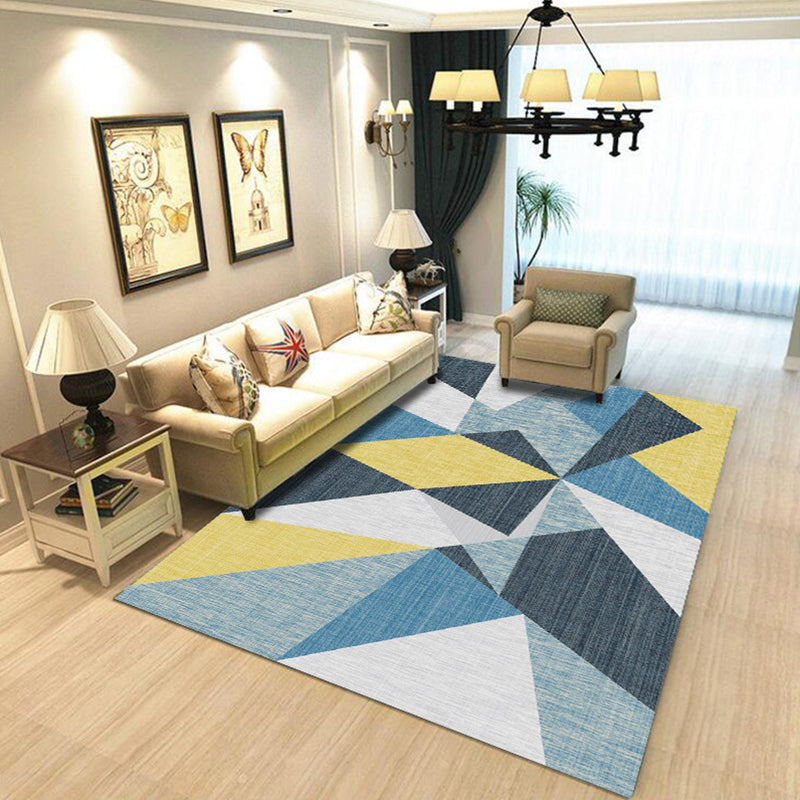 Simplicity Geometric Print Rug Multicolor Polypropylene Indoor Rug Stain Resistant Pet Friendly Anti-Slip Carpet for Home Blue-Yellow Clearhalo 'Area Rug' 'Modern' 'Rugs' Rug' 2317238