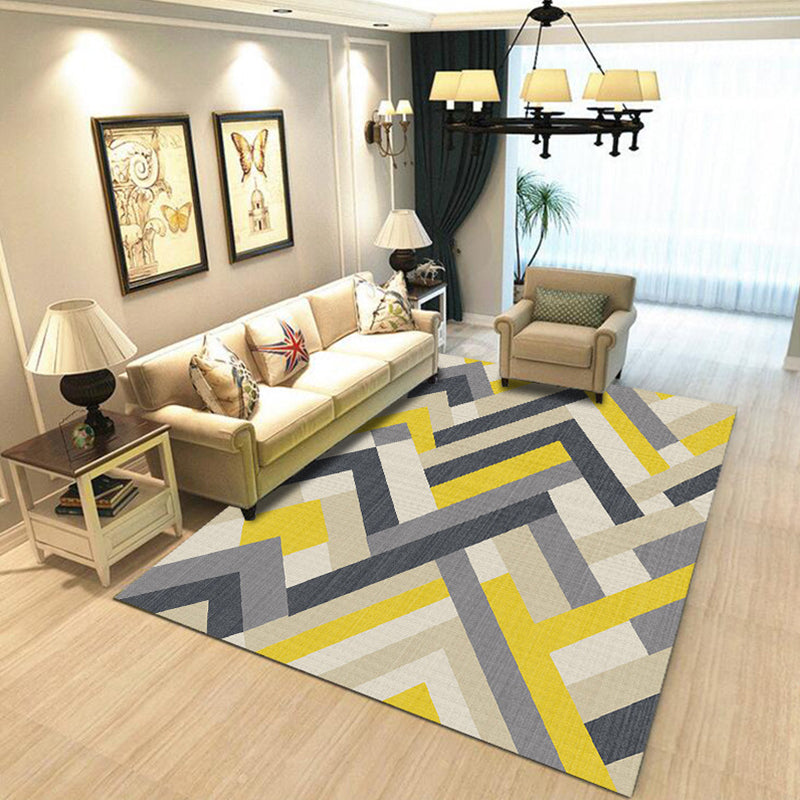 Simplicity Geometric Print Rug Multicolor Polypropylene Indoor Rug Stain Resistant Pet Friendly Anti-Slip Carpet for Home Yellow-Gray Clearhalo 'Area Rug' 'Modern' 'Rugs' Rug' 2317251