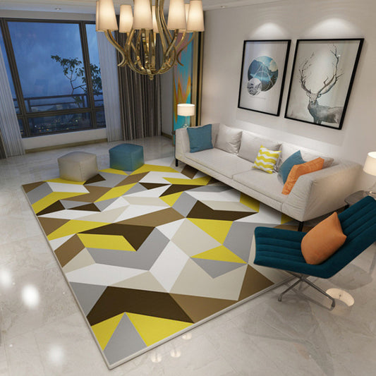 Unique Geometric Pattern Print Rug Multi-Colored Modern Rug Polyester Stain Resistant Pet Friendly Non-Slip Backing Rug for Room Yellow-Brown Clearhalo 'Area Rug' 'Modern' 'Rugs' Rug' 2317257