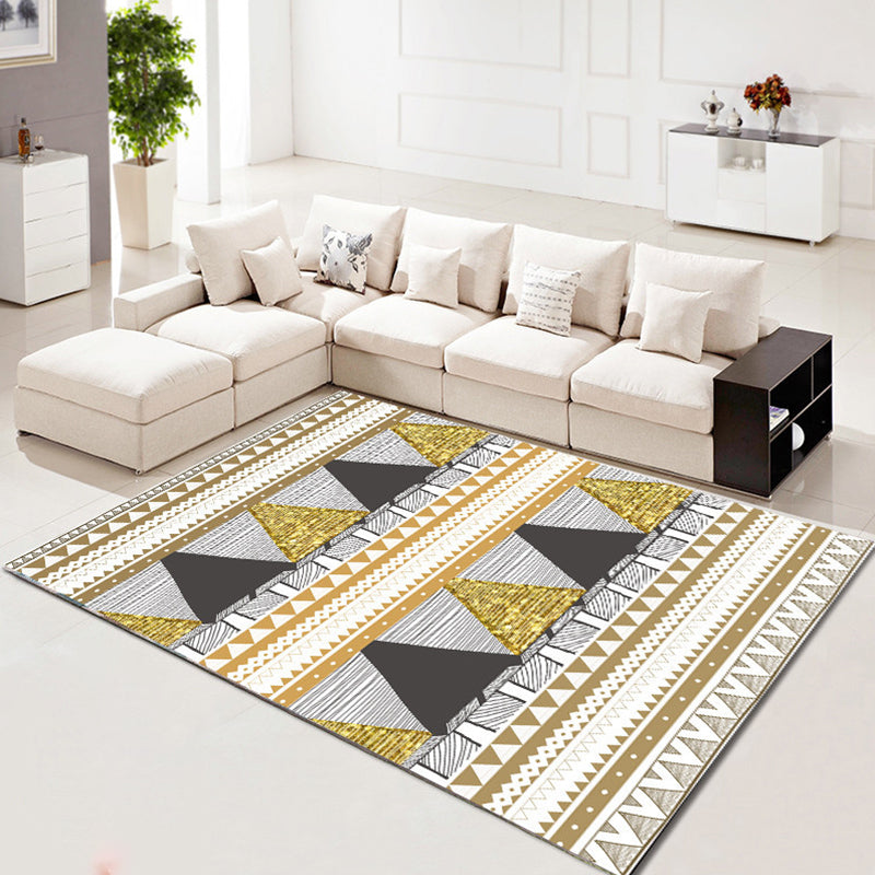 Multi Color Simplicity Rug Polypropylene Geometrical 3D Printed Carpet Machine Washable Non-Slip Pet Friendly Rug for Living Room Gray-Yellow Clearhalo 'Area Rug' 'Modern' 'Rugs' Rug' 2317280