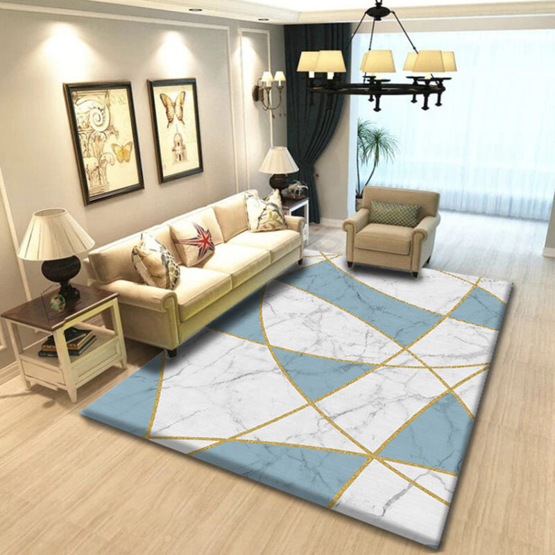 Multi Color Simplicity Rug Polypropylene Geometrical 3D Printed Carpet Machine Washable Non-Slip Pet Friendly Rug for Living Room Light Blue Clearhalo 'Area Rug' 'Modern' 'Rugs' Rug' 2317284