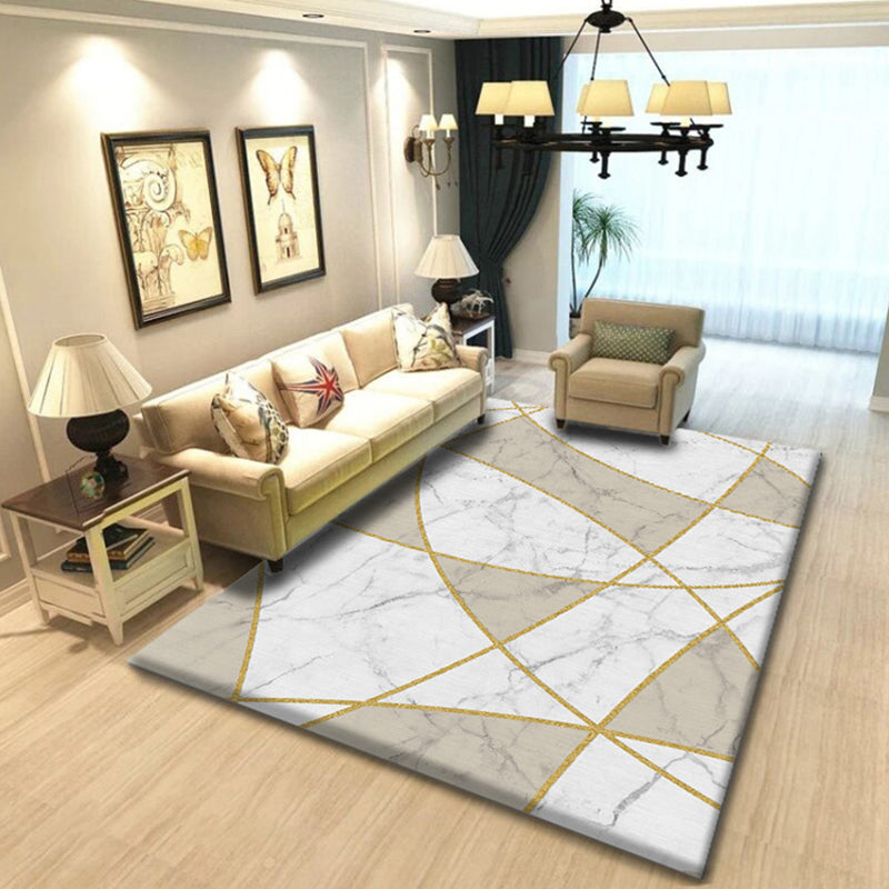 Multi Color Simplicity Rug Polypropylene Geometrical 3D Printed Carpet Machine Washable Non-Slip Pet Friendly Rug for Living Room Light Gray Clearhalo 'Area Rug' 'Modern' 'Rugs' Rug' 2317289