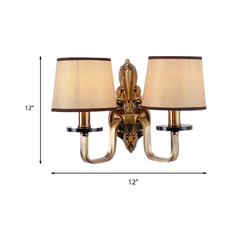 Fabric Shade Gold Wall Sconce Barrel 1/2-Light Vintage Wall Mount Light Fixture for Living Room Clearhalo 'Wall Lamps & Sconces' 'Wall Lights' Lighting' 231729