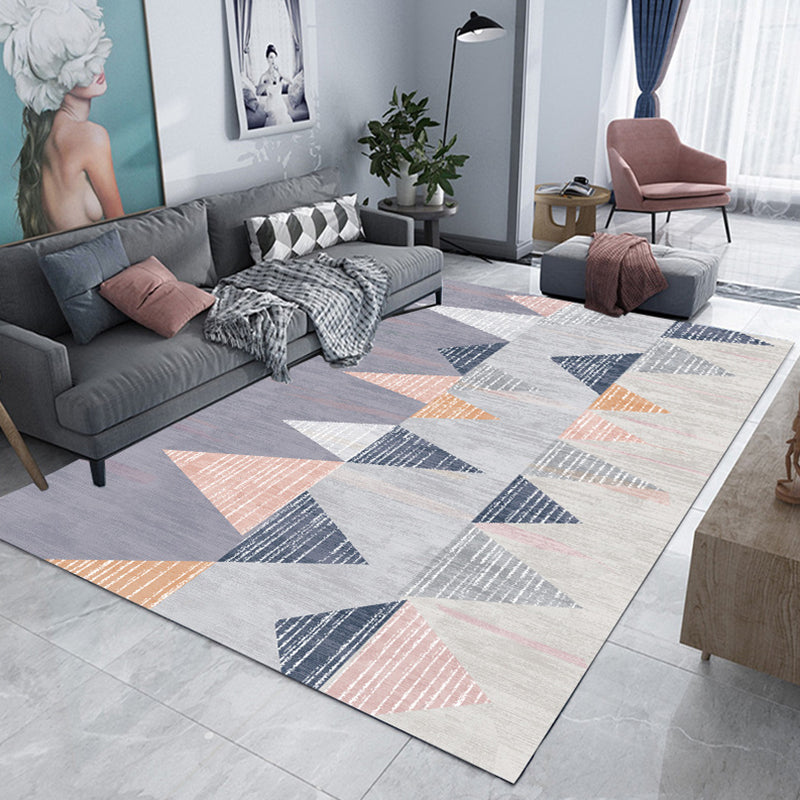 Minimalism 3D Geometric Printed Rug Multicolor Polyester Rug Washable Anti-Slip Backing Stain Resistant Rug for Great Room Gray-Pink Clearhalo 'Area Rug' 'Modern' 'Rugs' Rug' 2317299