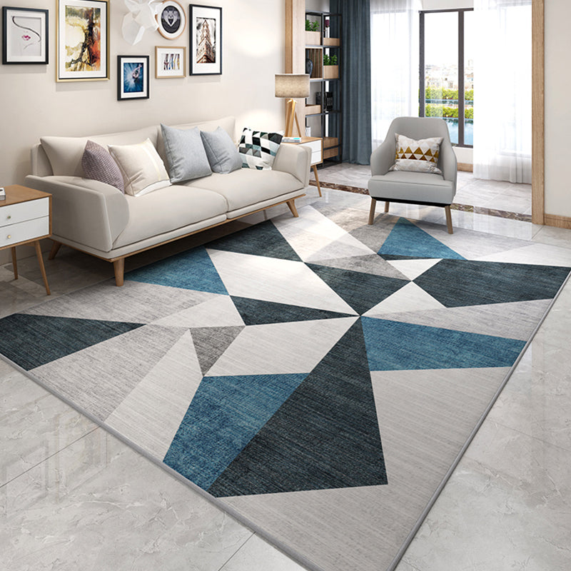 Stylish Modern Area Rug Multicolor Geometric Pattern Carpet Stain Resistant Non-Slip Backing Washable Rug for Drawing Room Blue Clearhalo 'Area Rug' 'Modern' 'Rugs' Rug' 2317350