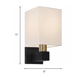 Minimalist Rectangle Wall Light Single Bulb White Fabric Shade Wall Sconce Lighting with Clean-Lined Arm Clearhalo 'Wall Lamps & Sconces' 'Wall Lights' Lighting' 231737