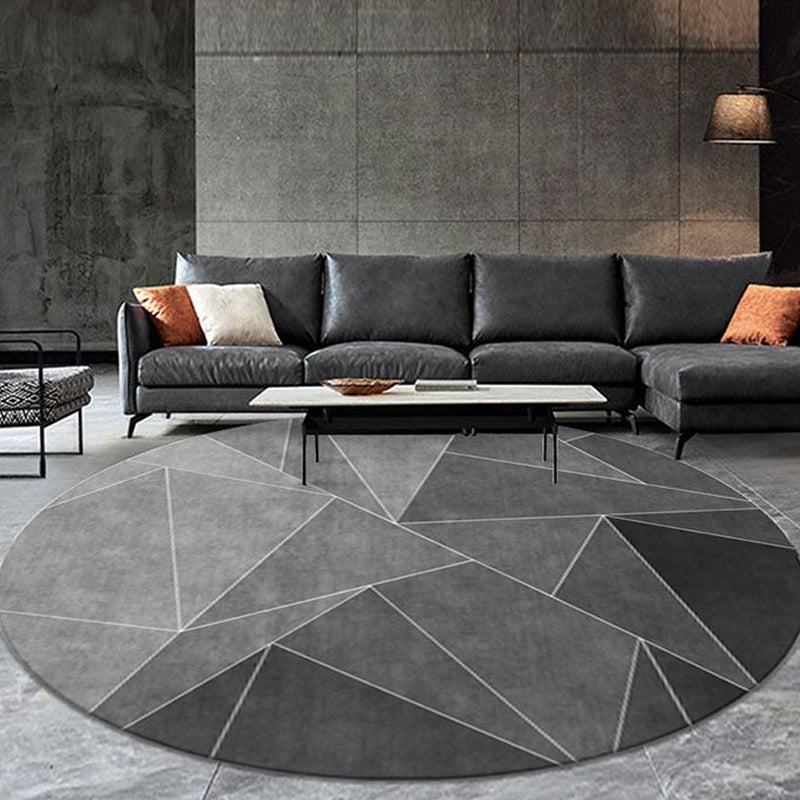 Dark Grey Discal Interference Modern Geometric Machine Washable Rug – Walls  Republic US