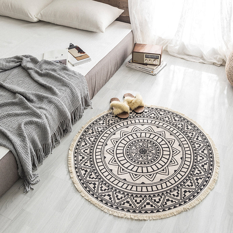 Multi Colored Bedroom Rug Relaxing Geometric Printed Area Carpet Jute Easy Care Pet Friendly Indoor Rug Grey Clearhalo 'Area Rug' 'Bohemian' 'Rugs' Rug' 2317626