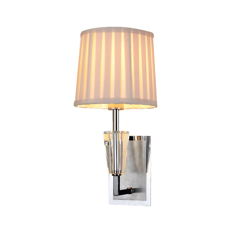 Chrome Single Bulb Wall Sconce Modern Style Fabric Pleated Lampshade Wall Mounted Light Fixture Clearhalo 'Wall Lamps & Sconces' 'Wall Lights' Lighting' 231794