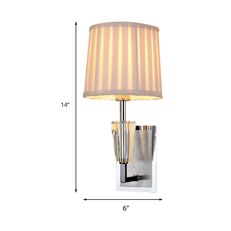 Chrome Single Bulb Wall Sconce Modern Style Fabric Pleated Lampshade Wall Mounted Light Fixture Clearhalo 'Wall Lamps & Sconces' 'Wall Lights' Lighting' 231795