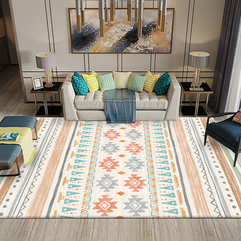 Multi-Color Southwestern Rug Polypropylene Stripe Printed Area Carpet Non-Slip Backing Pet Friendly Easy Care Indoor Rug for Decor Orange Clearhalo 'Area Rug' 'Rugs' 'Southwestern' Rug' 2318106