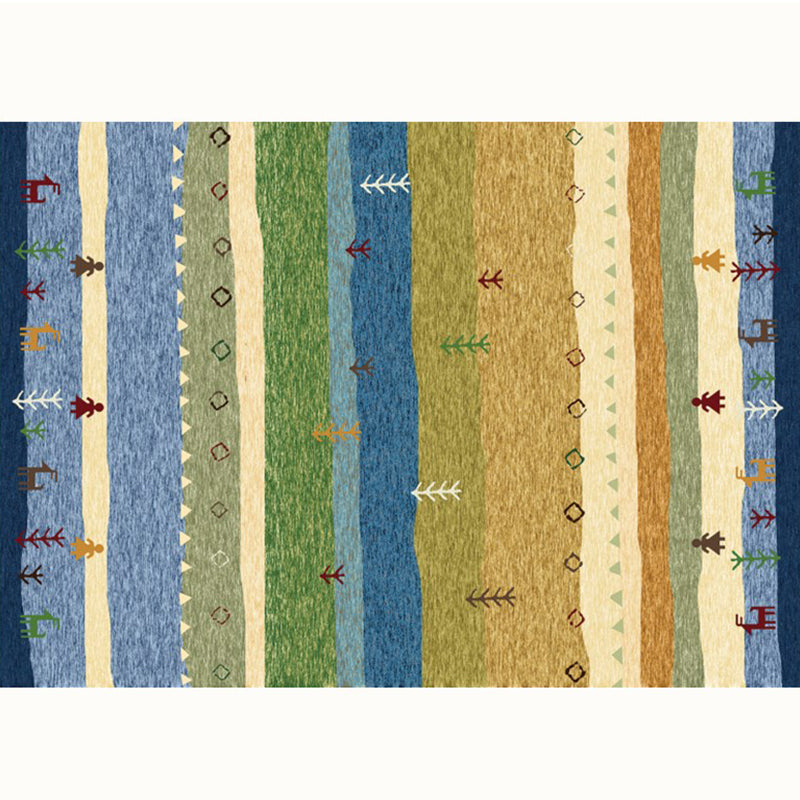 Casual Stripe Printed Rug Multi-Color Polyster Indoor Rug Anti-Slip Backing Pet Friendly Easy Care Area Carpet for Parlor Blue Clearhalo 'Area Rug' 'Bohemian' 'Rugs' Rug' 2318133