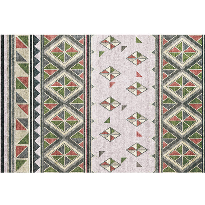 Bohemian Living Room Rug Multi Colored Stripe Print Indoor Rug Polyster Non-Slip Backing Pet Friendly Stain-Resistant Carpet Gray-Green Clearhalo 'Area Rug' 'Bohemian' 'Rugs' Rug' 2318141