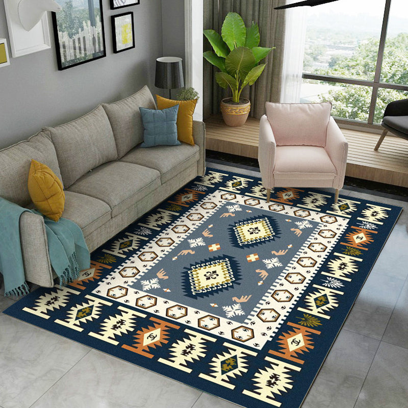 Minimalist Living Room Rug Multi Colored Geometric Print Area Carpet Polypropylene Non-Slip Backing Pet Friendly Indoor Rug Black Clearhalo 'Area Rug' 'Rugs' 'Southwestern' Rug' 2318156