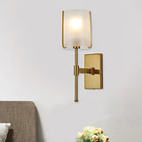 Fabric Shade Gold Sconce Light Cylinder Single Head Simple Wall Mounted Light Fixture for Living Room Clearhalo 'Wall Lamps & Sconces' 'Wall Lights' Lighting' 231823