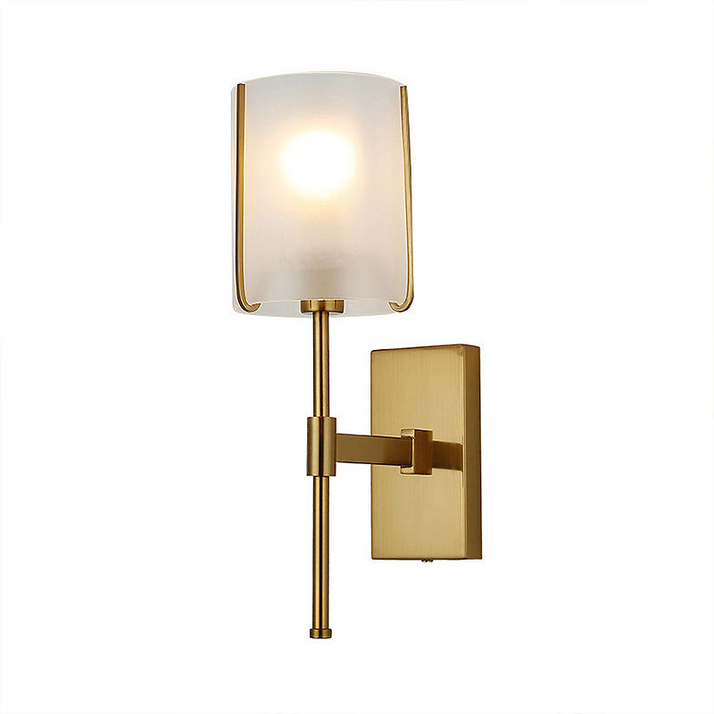 Fabric Shade Gold Sconce Light Cylinder Single Head Simple Wall Mounted Light Fixture for Living Room Clearhalo 'Wall Lamps & Sconces' 'Wall Lights' Lighting' 231824