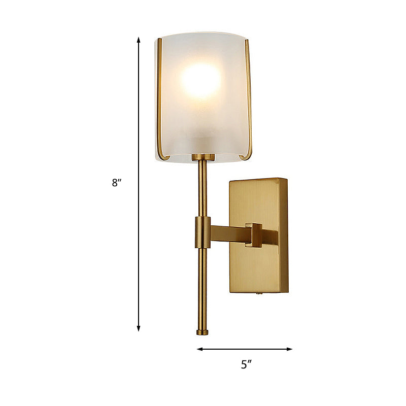 Fabric Shade Gold Sconce Light Cylinder Single Head Simple Wall Mounted Light Fixture for Living Room Clearhalo 'Wall Lamps & Sconces' 'Wall Lights' Lighting' 231825