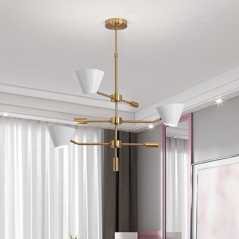 Branch Metal Chandelier Light Modern 3 Lights Gold Hanging Ceiling Light Fixture with Clear Glass Cone Shade Gold Clearhalo 'Ceiling Lights' 'Chandeliers' 'Modern Chandeliers' 'Modern' Lighting' 231845