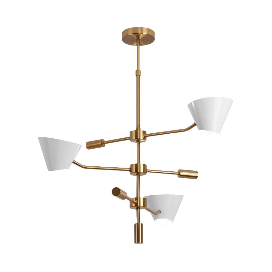 Branch Metal Chandelier Light Modern 3 Lights Gold Hanging Ceiling Light Fixture with Clear Glass Cone Shade Clearhalo 'Ceiling Lights' 'Chandeliers' 'Modern Chandeliers' 'Modern' Lighting' 231847