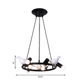 Modern Ring Pendant Chandelier Metal 6/8 Lights Dining Room Hanging Ceiling Light in Black with Bird Ornament Clearhalo 'Ceiling Lights' 'Chandeliers' 'Modern Chandeliers' 'Modern' Lighting' 231896