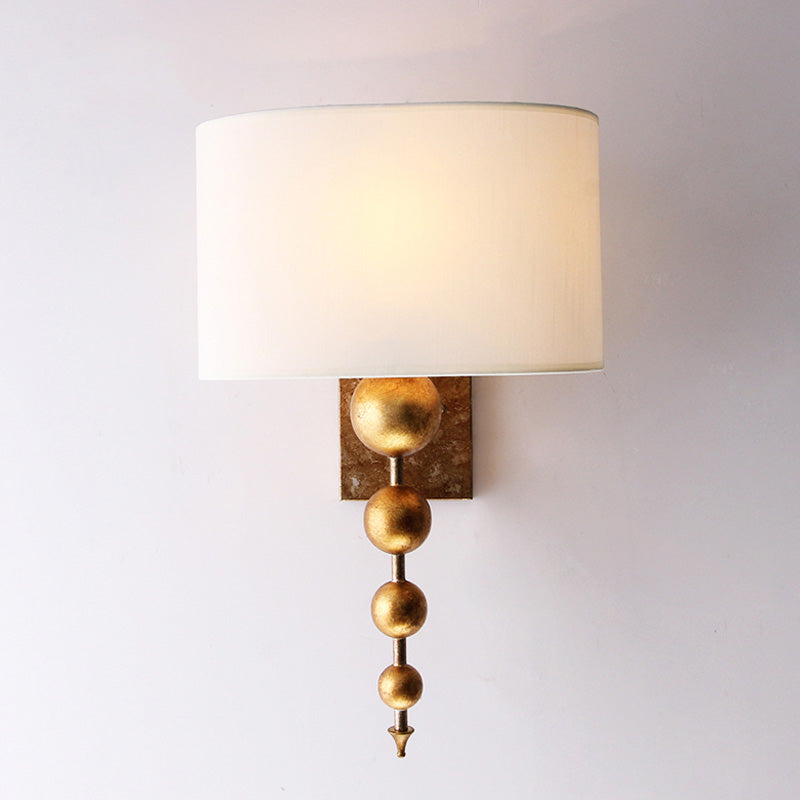 One Bulb Dining Room Wall Mounted Lamp Vintage Brass Sconce Light Fixture with Rectangle Fabric Shade Brass Clearhalo 'Wall Lamps & Sconces' 'Wall Lights' Lighting' 231941