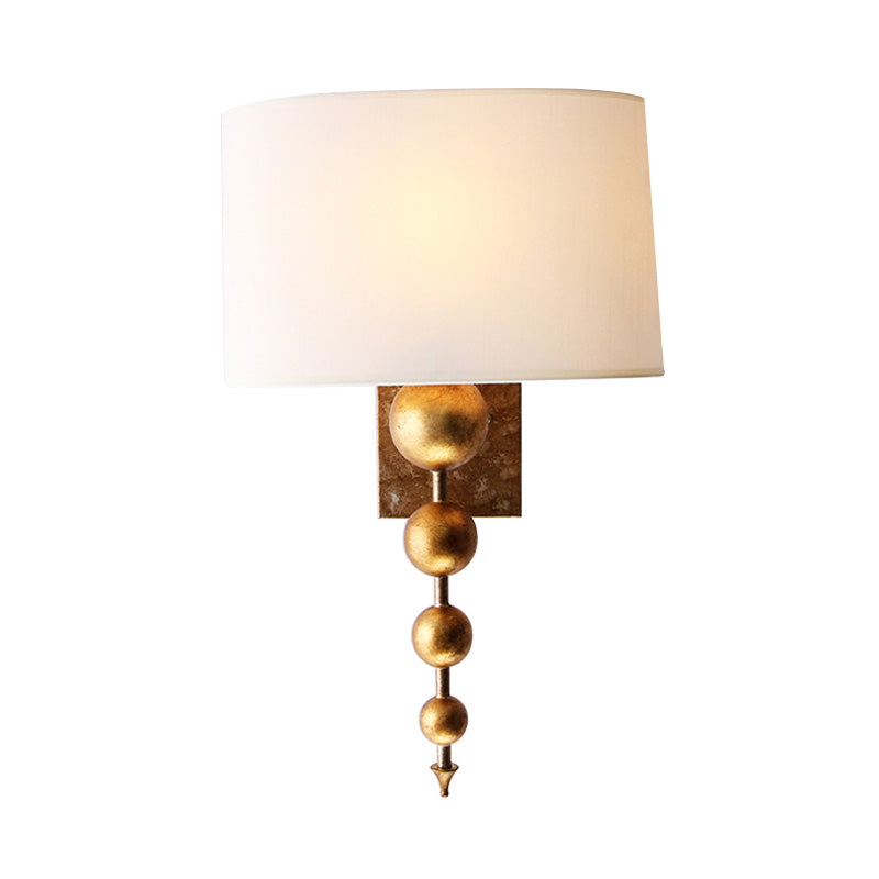 One Bulb Dining Room Wall Mounted Lamp Vintage Brass Sconce Light Fixture with Rectangle Fabric Shade Clearhalo 'Wall Lamps & Sconces' 'Wall Lights' Lighting' 231943