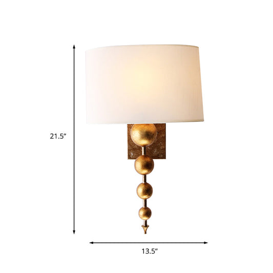 One Bulb Dining Room Wall Mounted Lamp Vintage Brass Sconce Light Fixture with Rectangle Fabric Shade Clearhalo 'Wall Lamps & Sconces' 'Wall Lights' Lighting' 231944